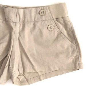Khaki Tan Linen-Cotton Pull-On Shorts